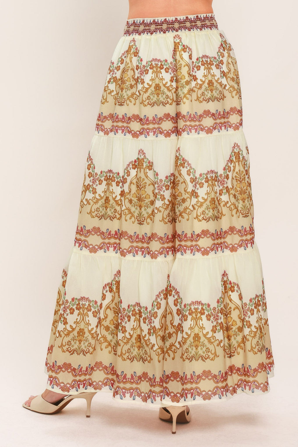 Gilded Scroll Print Maxi Skirt