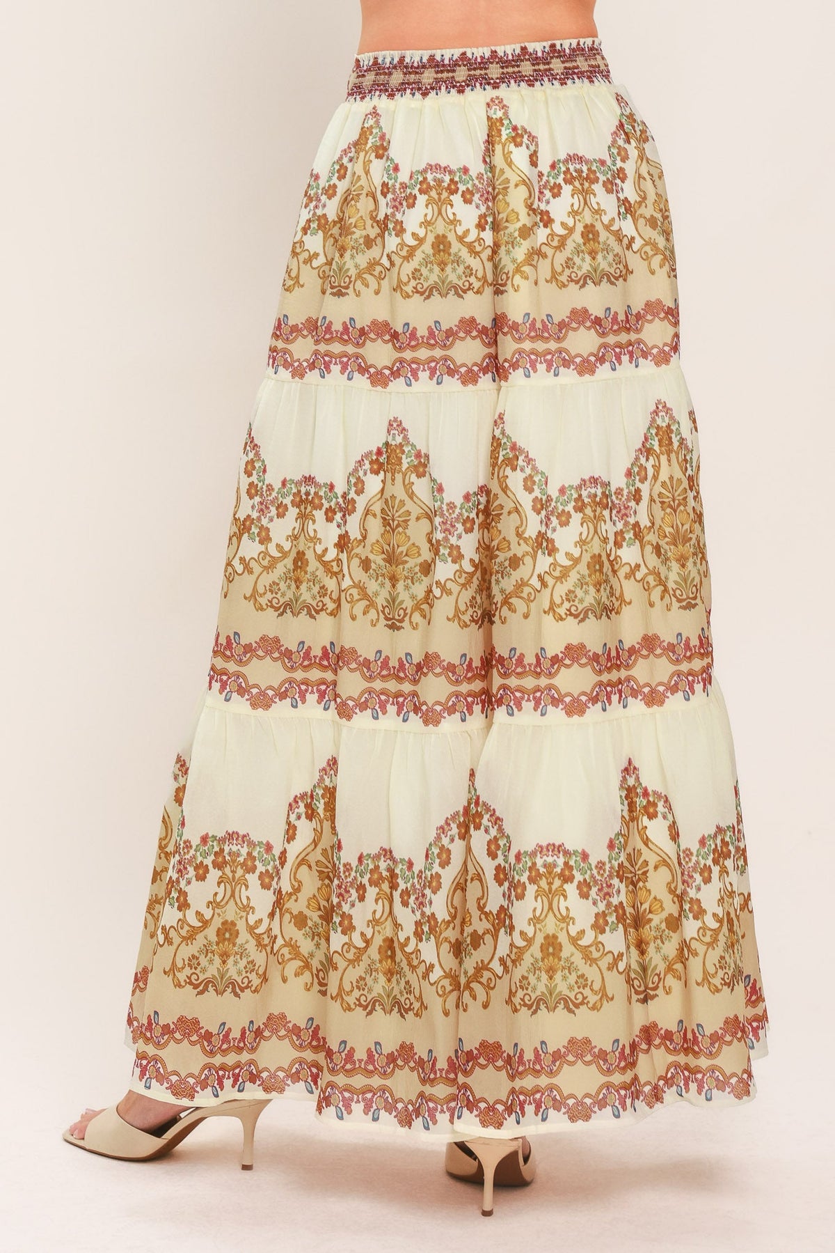 Gilded Scroll Print Maxi Skirt