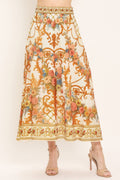 Antique Bloom Woven Midi Circle Skirt