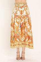 Antique Bloom Woven Midi Circle Skirt