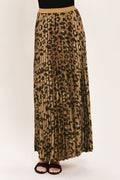 Golden Leopard Pleated Maxi Skirt