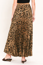 Golden Leopard Pleated Maxi Skirt