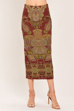 Rustic Medallion Pencil Skirt