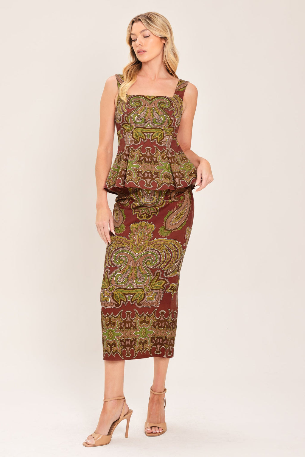 Rustic Medallion Pencil Skirt