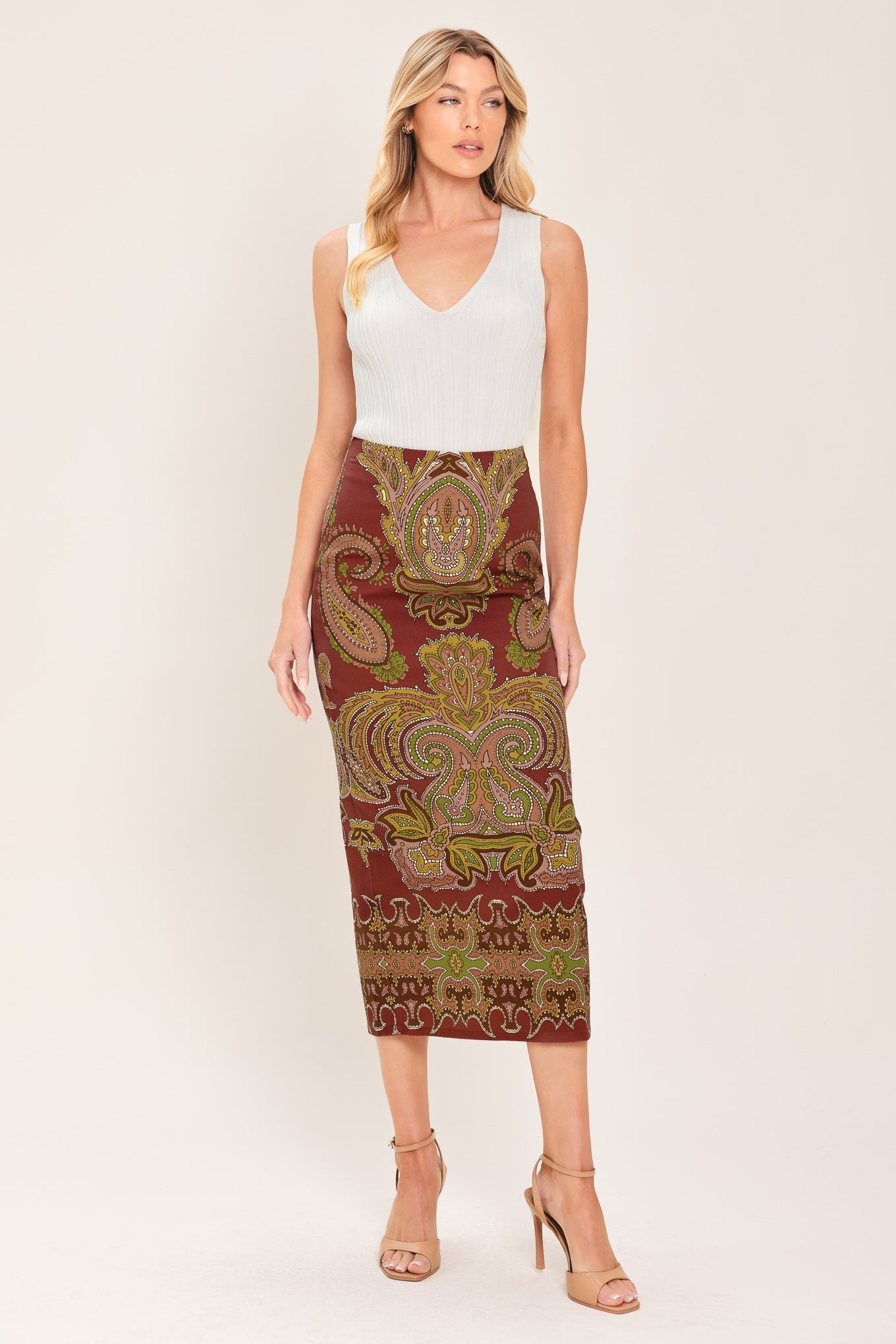 Rustic Medallion Pencil Skirt