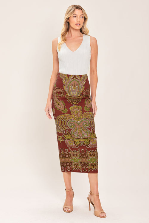 Rustic Medallion Pencil Skirt
