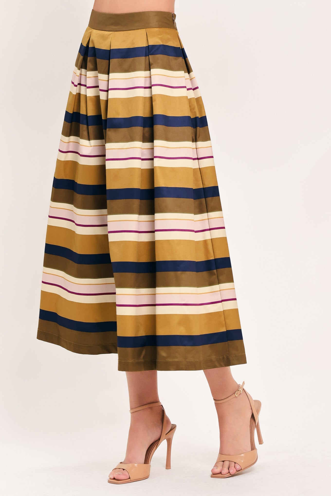 Saffron Stripe Whisper Full Midi Skirt