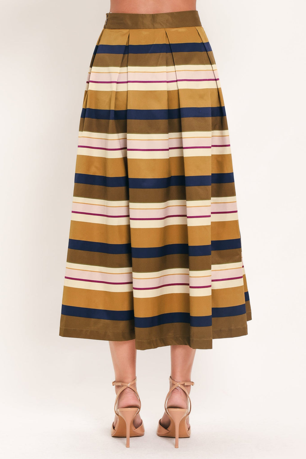 Saffron Stripe Whisper Full Midi Skirt