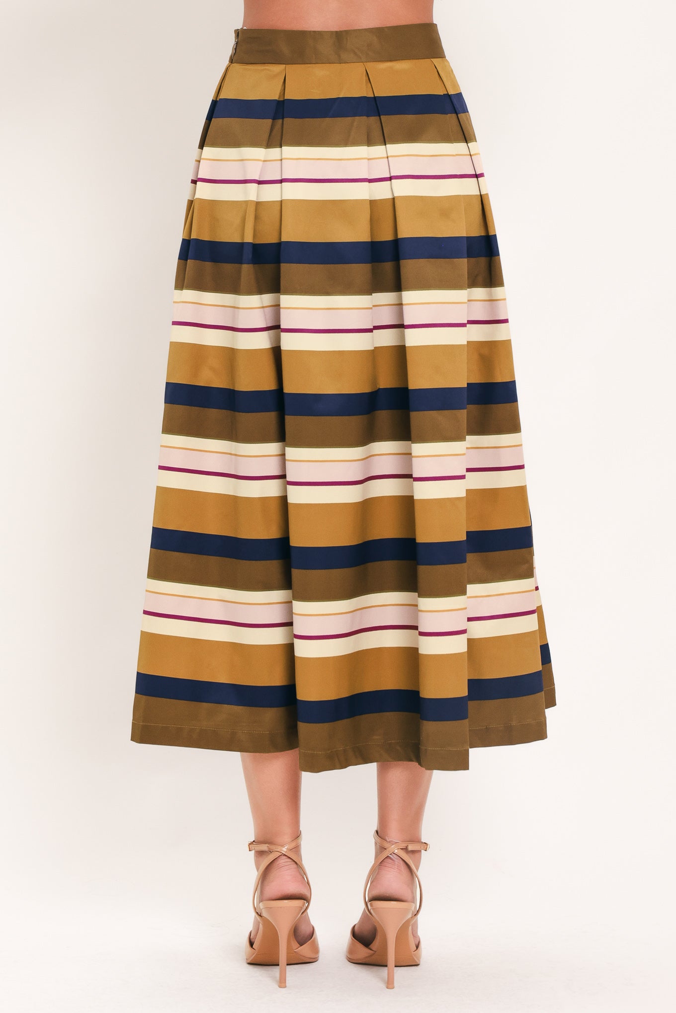 Saffron Stripe Whisper Full Midi Skirt