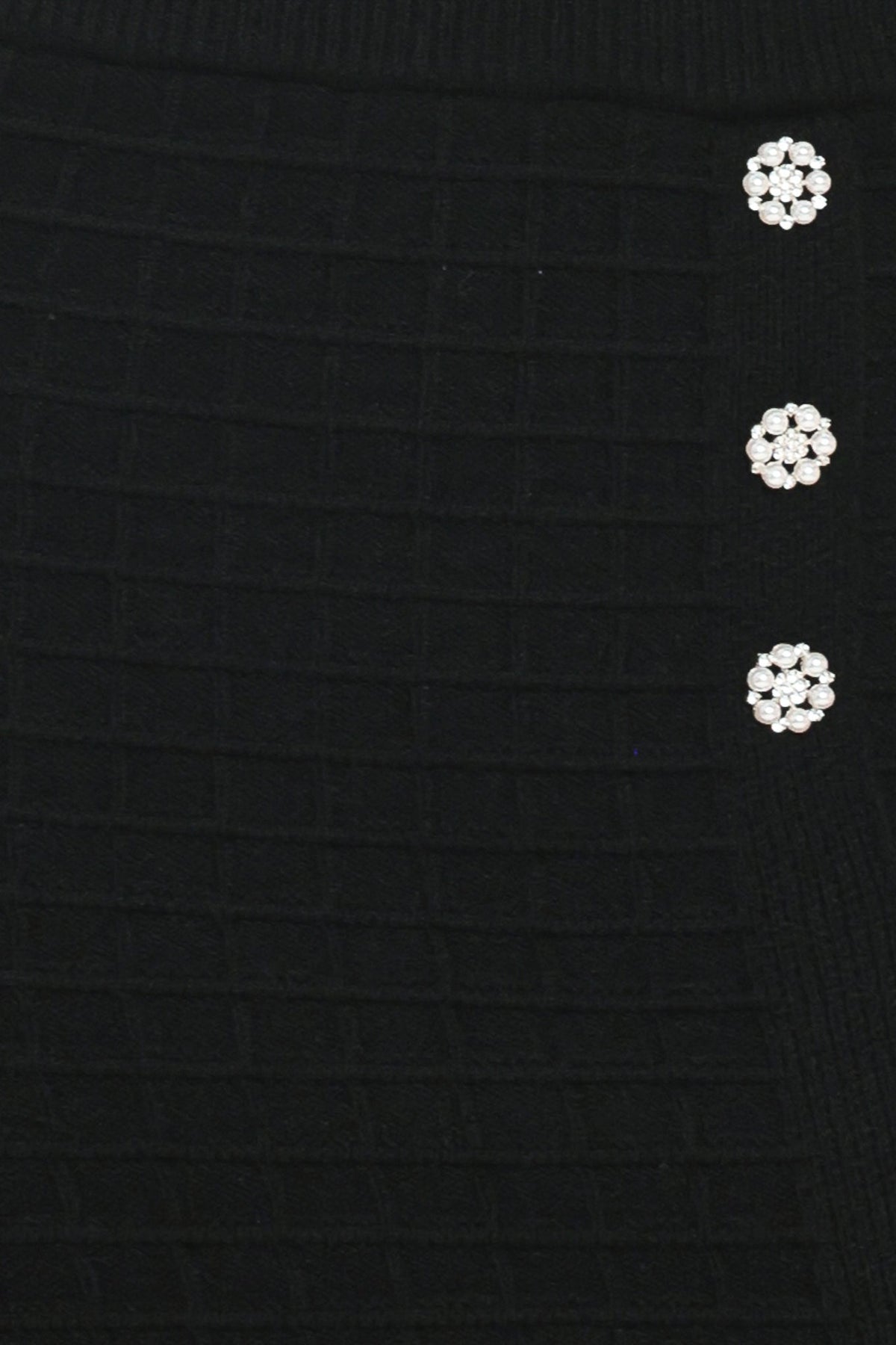 Polished Moment Jewel-Button Slit Sweater Midi Skirt