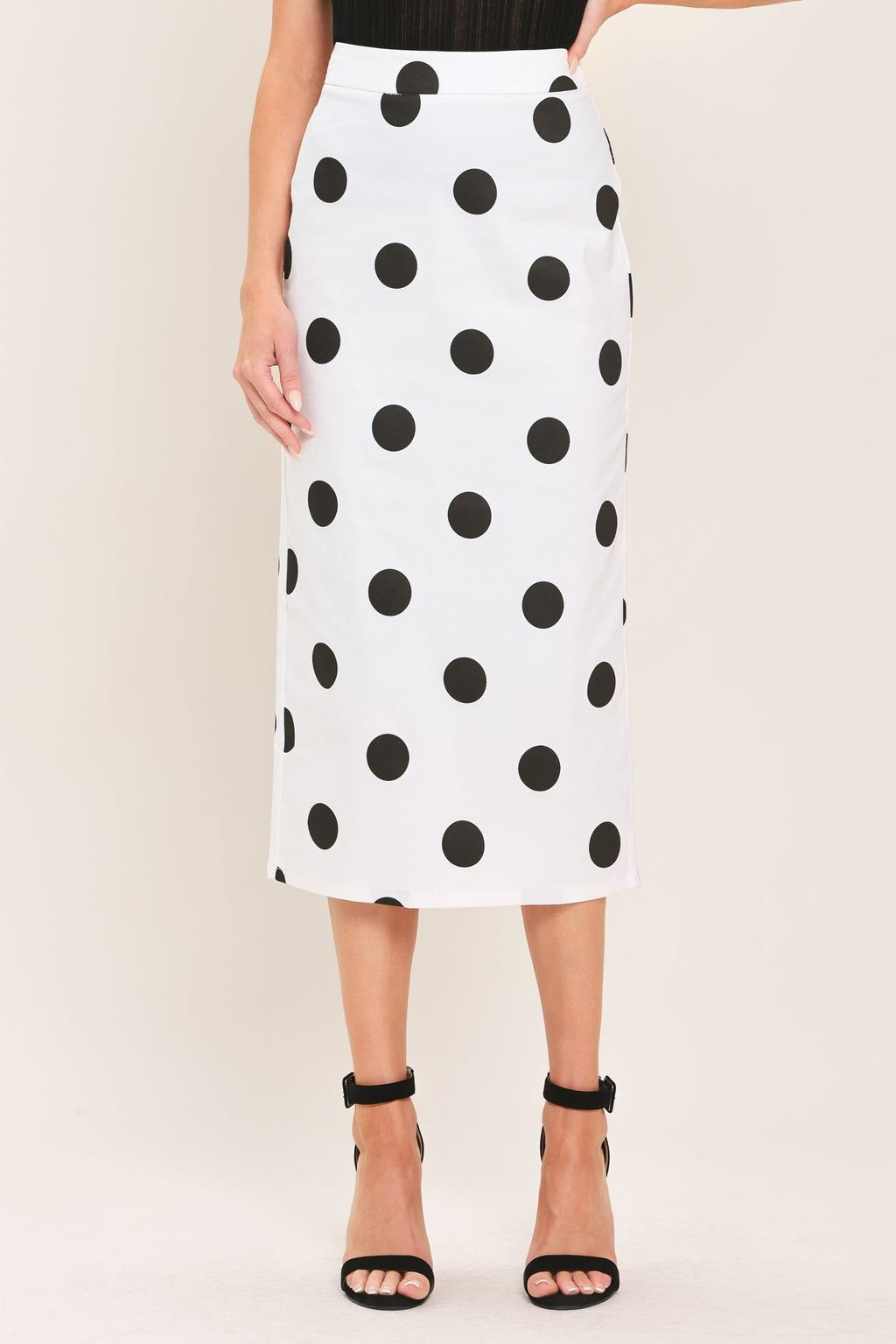 Retro Polka Dot Midi Pencil Skirt