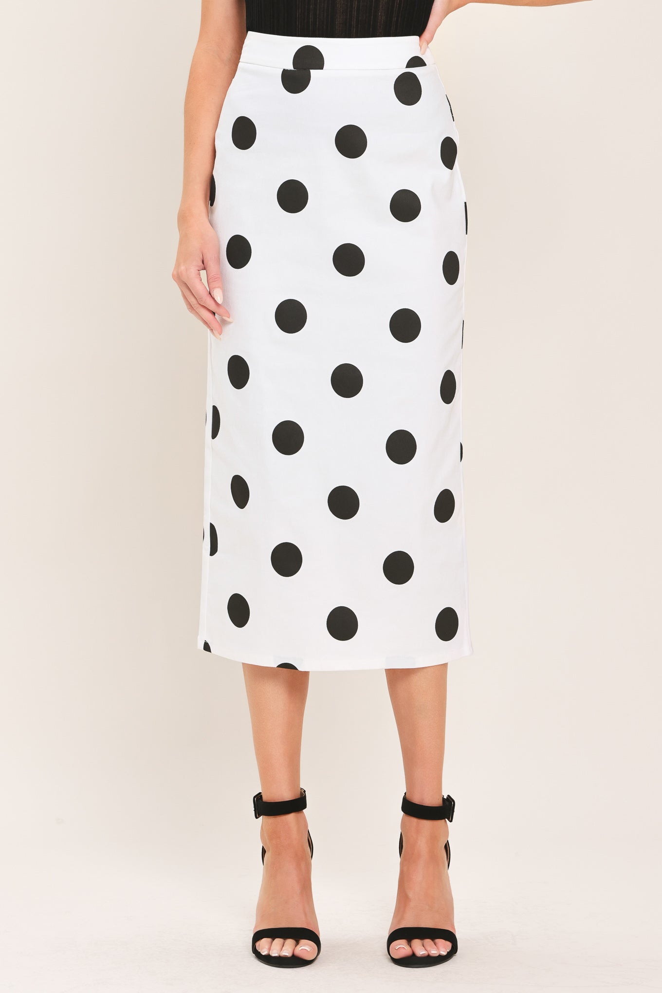 Retro Polka Dot Midi Pencil Skirt
