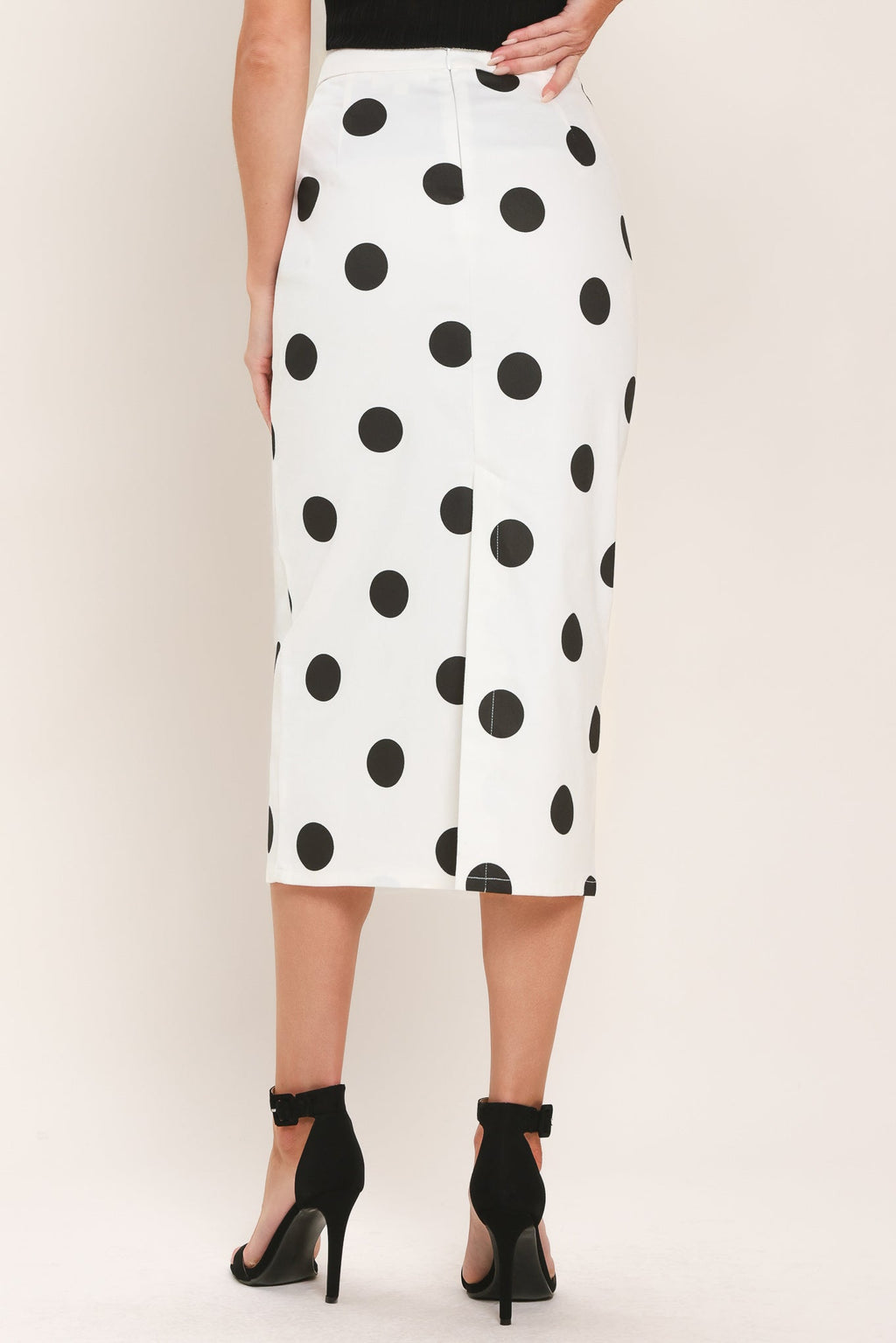Retro Polka Dot Midi Pencil Skirt