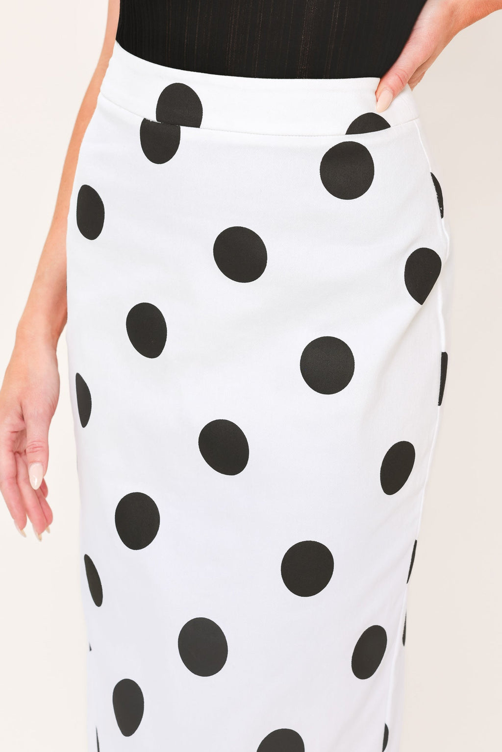 Retro Polka Dot Midi Pencil Skirt