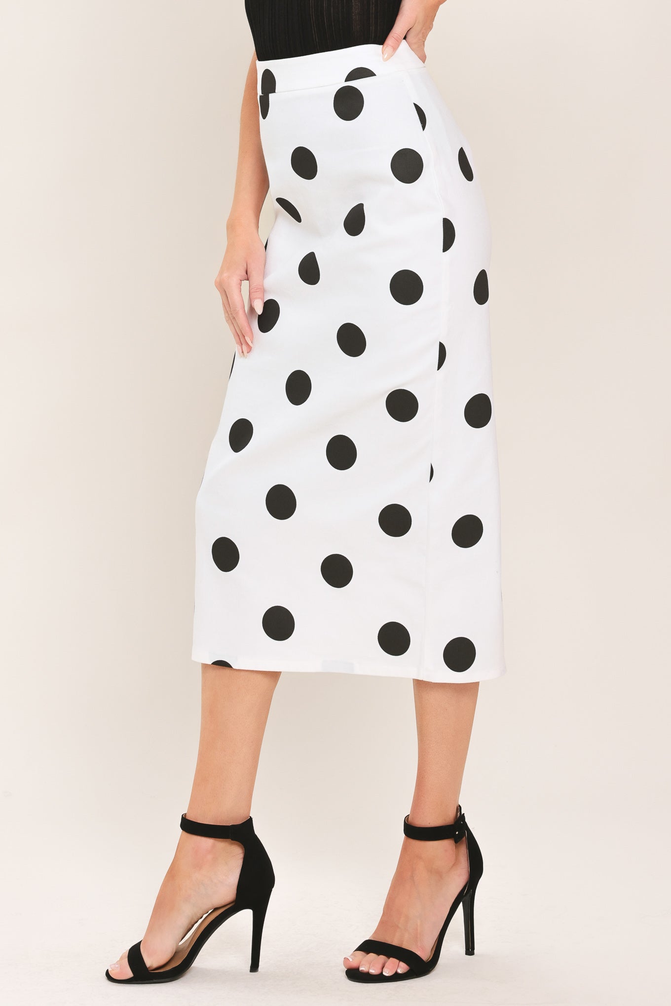 Retro Polka Dot Midi Pencil Skirt