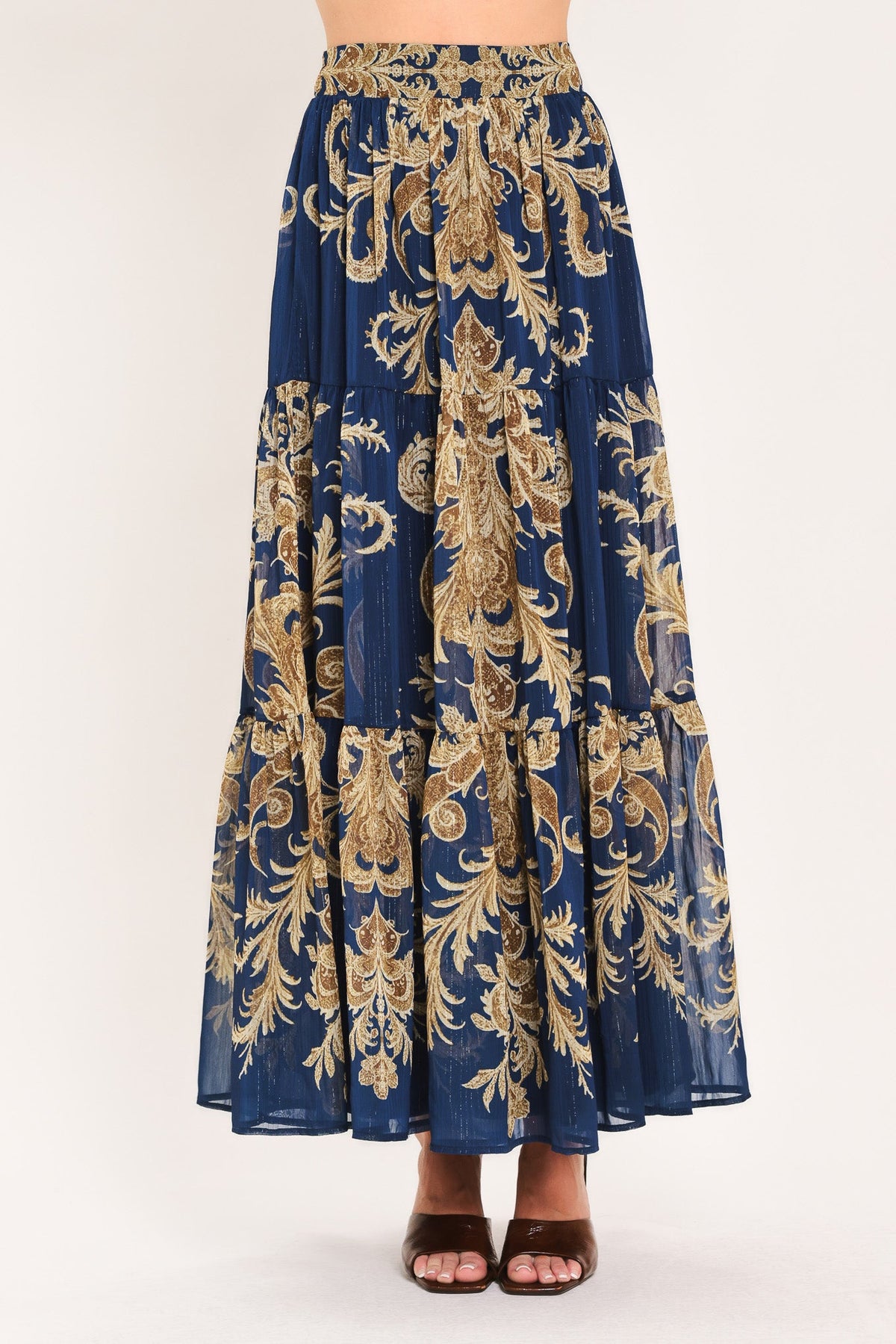 Midnight Heritage Flow Maxi Skirt