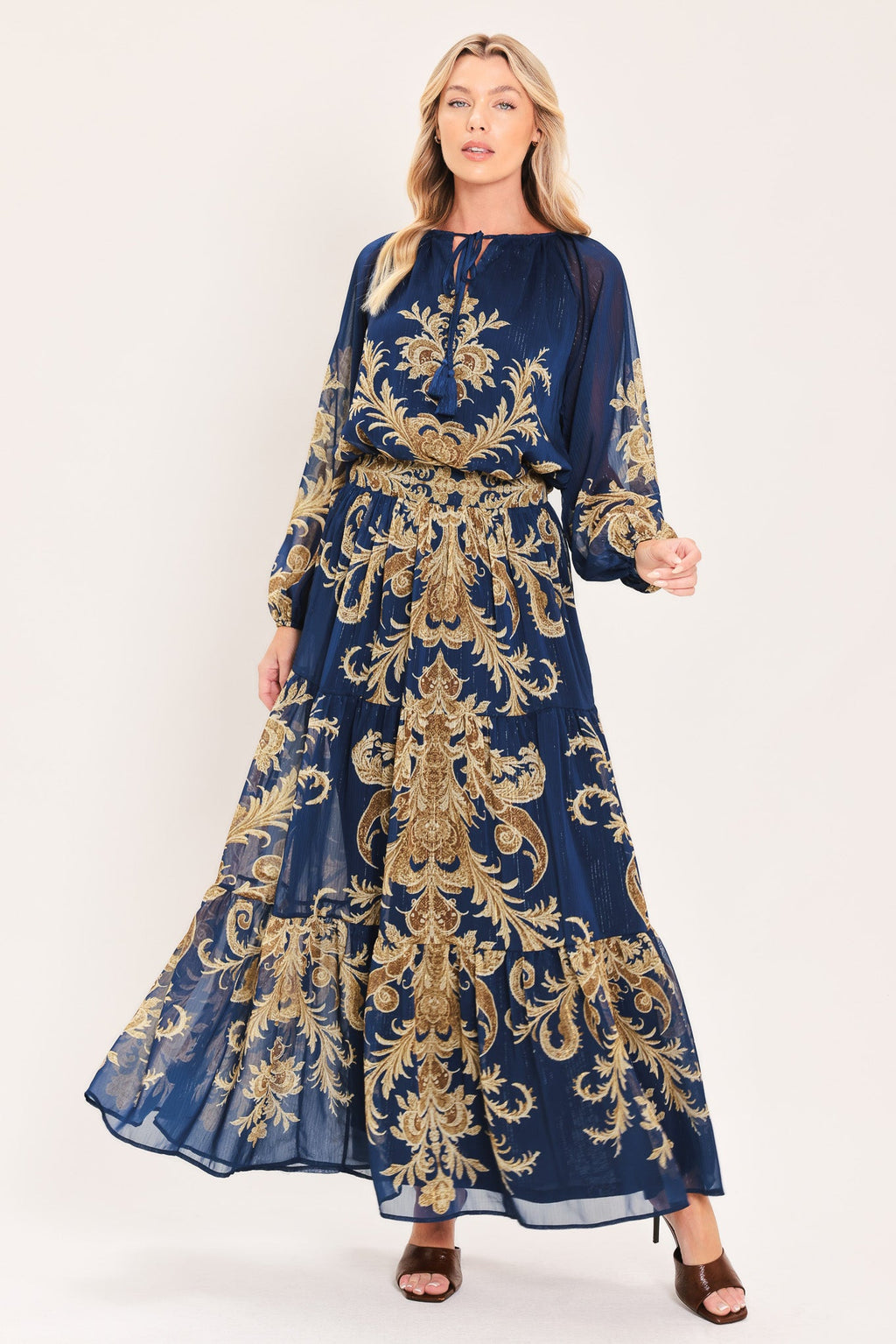Midnight Heritage Flow Maxi Skirt