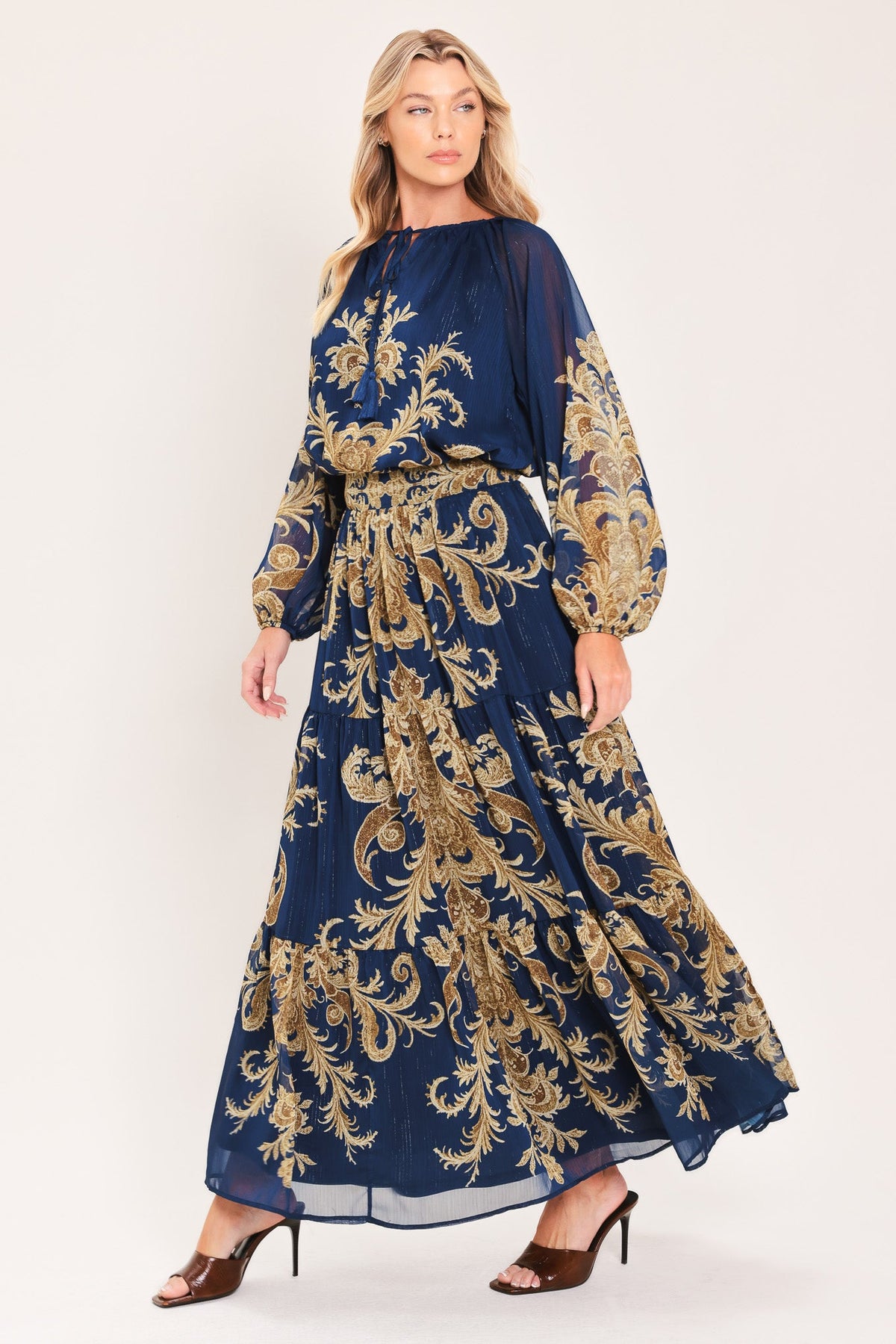 Midnight Heritage Flow Maxi Skirt