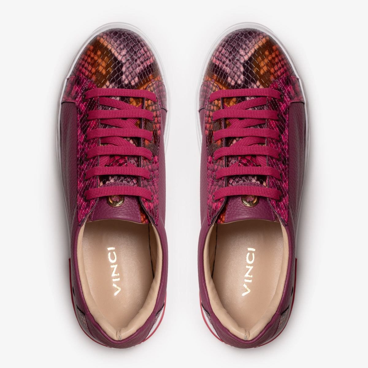The Burano Purple & Fuchsia Leather Women Sneaker