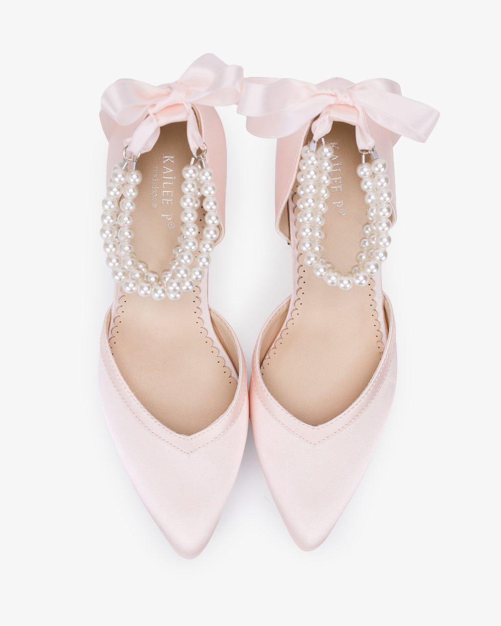 Satin Block Heels Evening Shoes with Trinity Pearls Wrap