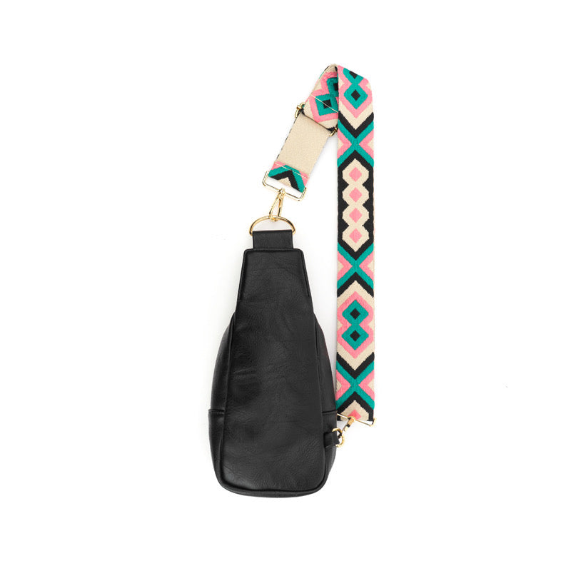 The Atlas | Zippered Sling Bag (Black) - Pick Your Strap