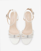 Satin Strappy Kitten Heel Wedding Sandals with Rhinestones