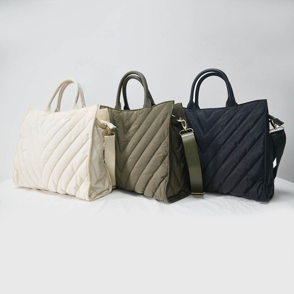 The Carmen | Chevron Stripe Large Puffer Tote
