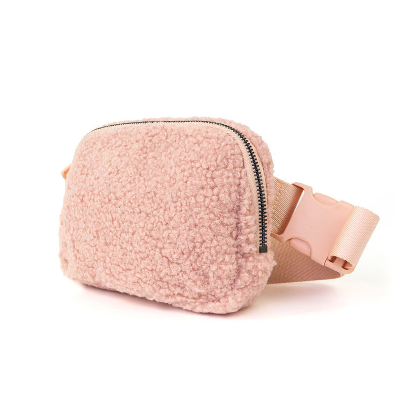 The Lennon Sherpa Belt Bag, Sling Bag, Waist Bag | Light Pink