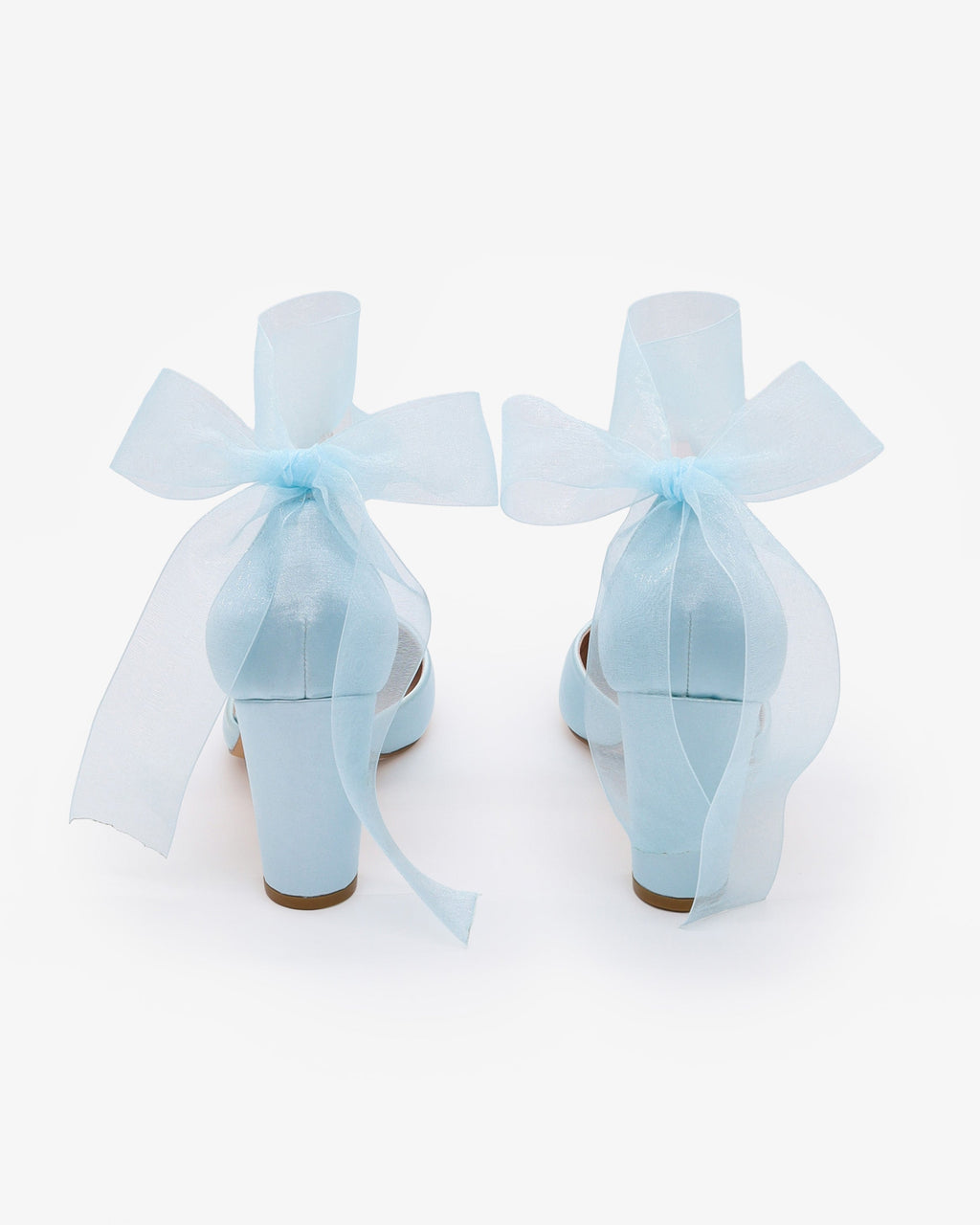 Satin Wedding Block Heel with Wrapped Satin Tie