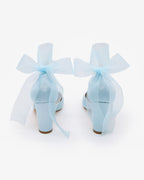 Satin Wedding Block Heel with Wrapped Satin Tie
