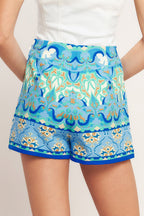 MOROCCAN MUSE BLUE WOVEN SKORT