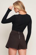 Serene Chicness Embellished Pleat Skort
