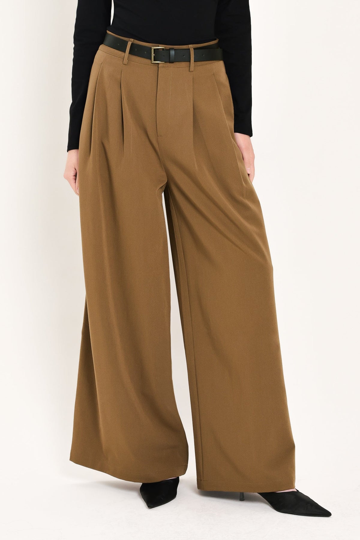 City Cinch Belted Wide-Leg Pants