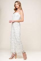 Just Enough Off White Woven Lace Jumpsuit