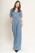 QUIET LUXURY LIGHTWEIGHT DENIM JUMPSUIT
