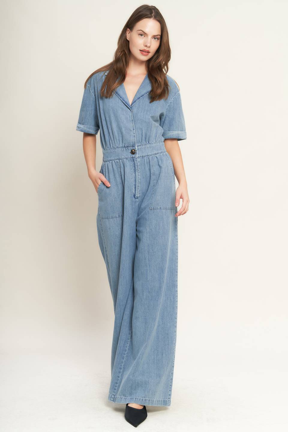 QUIET LUXURY LIGHTWEIGHT DENIM JUMPSUIT