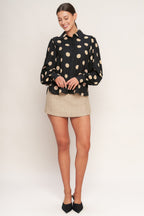 TAUPE BRAID TRIM TWEED SKORT