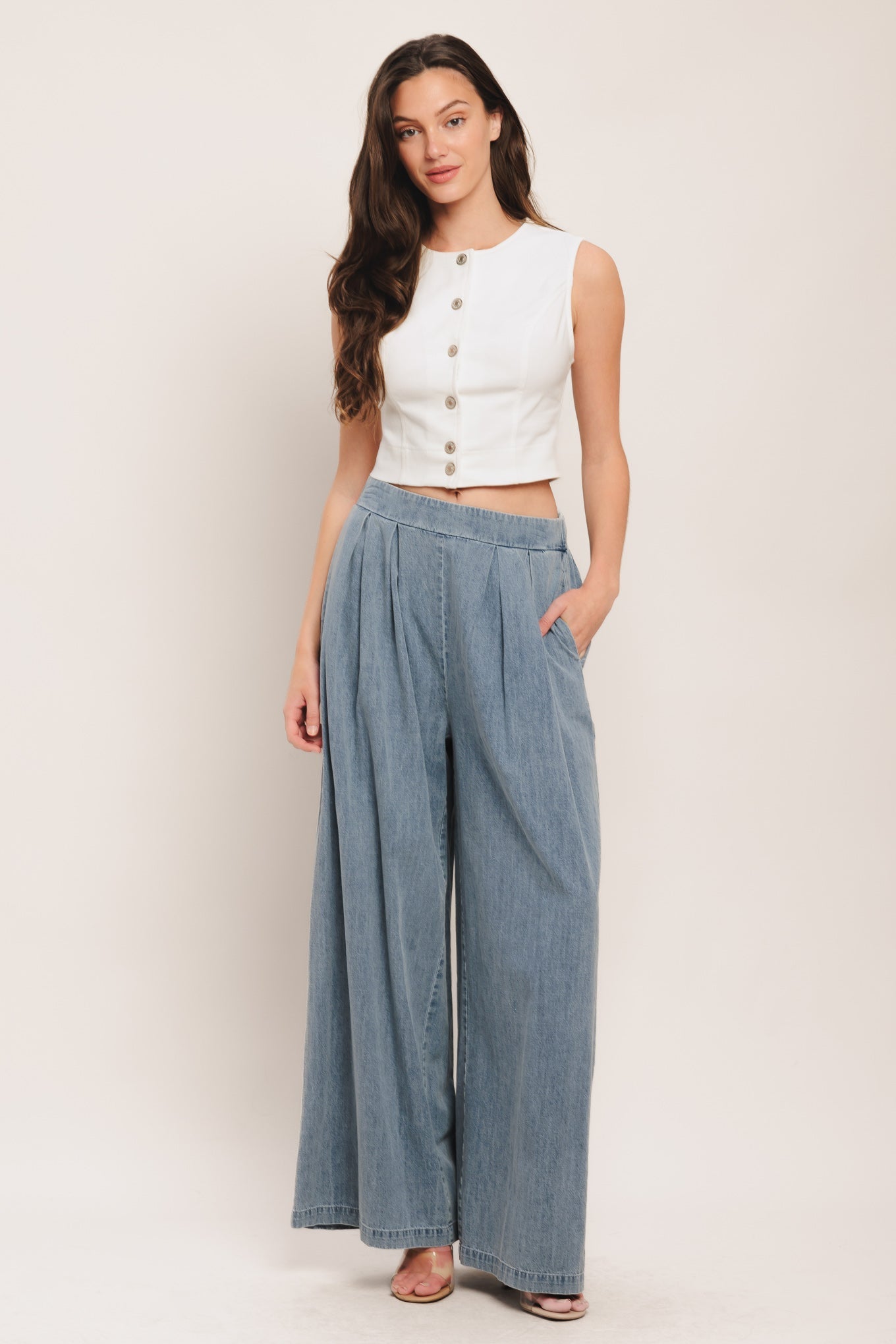 RELAXED DRAPE LIGHTWEIGHT DENIM PANTS