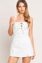 FIRST DATE WOVEN SKORT ROMPER