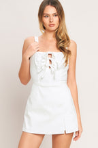 FIRST DATE WOVEN SKORT ROMPER