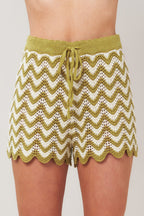 SUNSET STITCH CROCHET KNIT SHORTS
