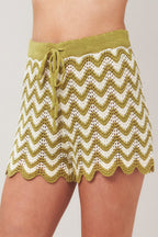 SUNSET STITCH CROCHET KNIT SHORTS