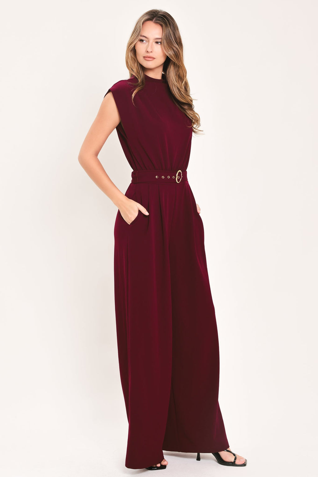 Dark Cherry Column Jumpsuit