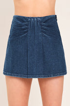 Indigo Ruching Denim Skort