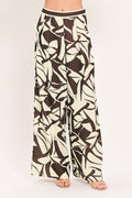 Vanilla Vine Mosaic Wide-Leg Pants