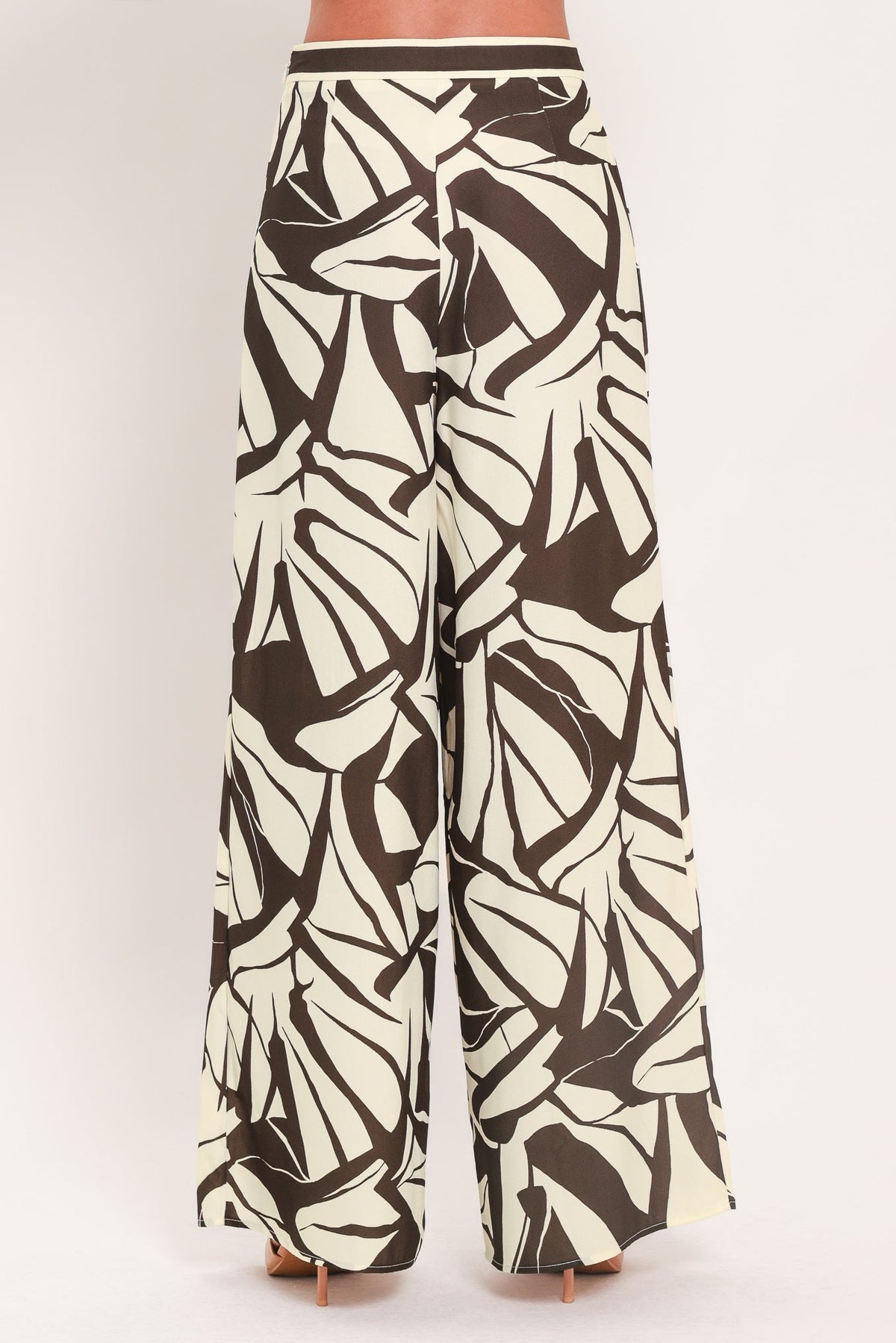 Vanilla Vine Mosaic Wide-Leg Pants
