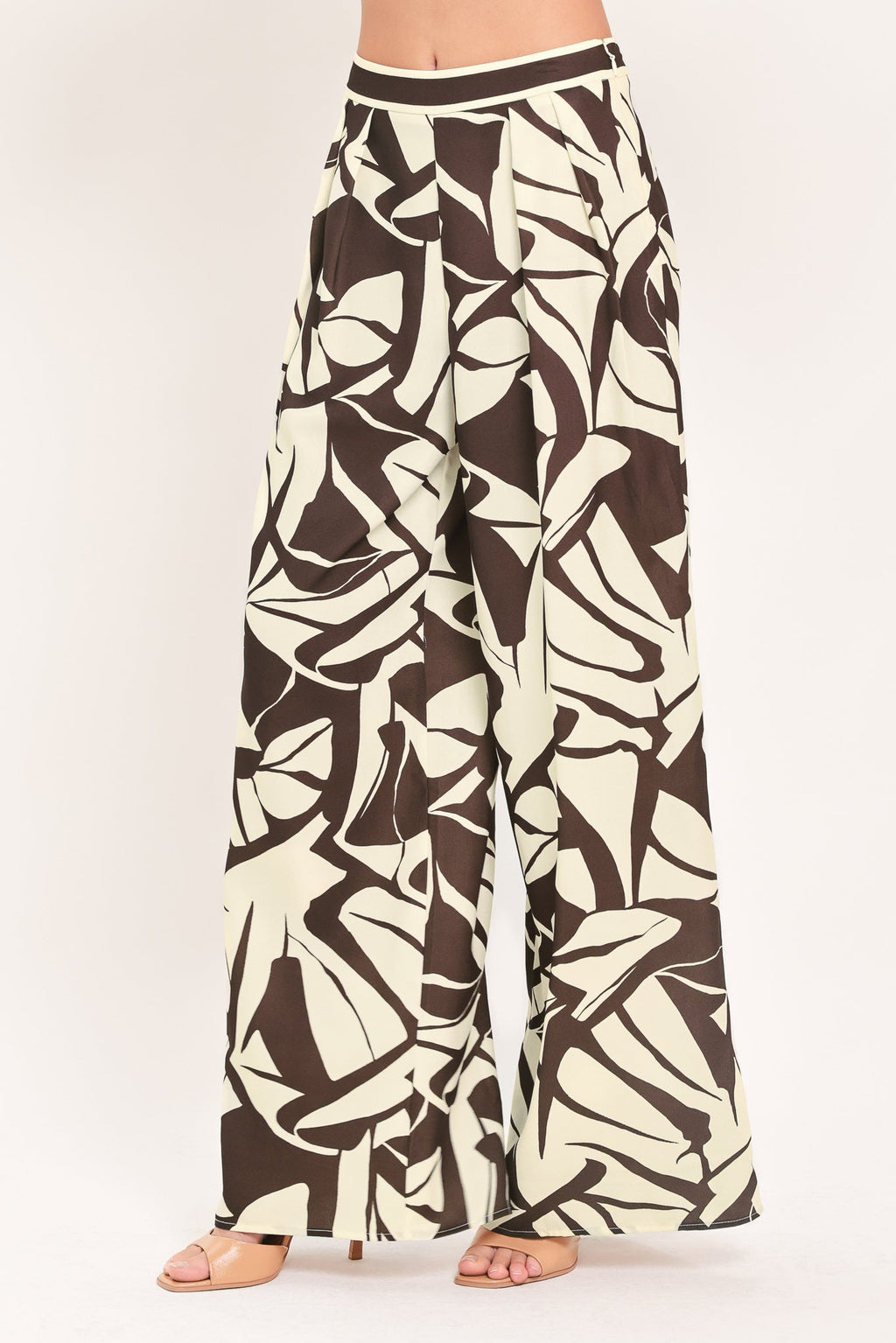 Vanilla Vine Mosaic Wide-Leg Pants
