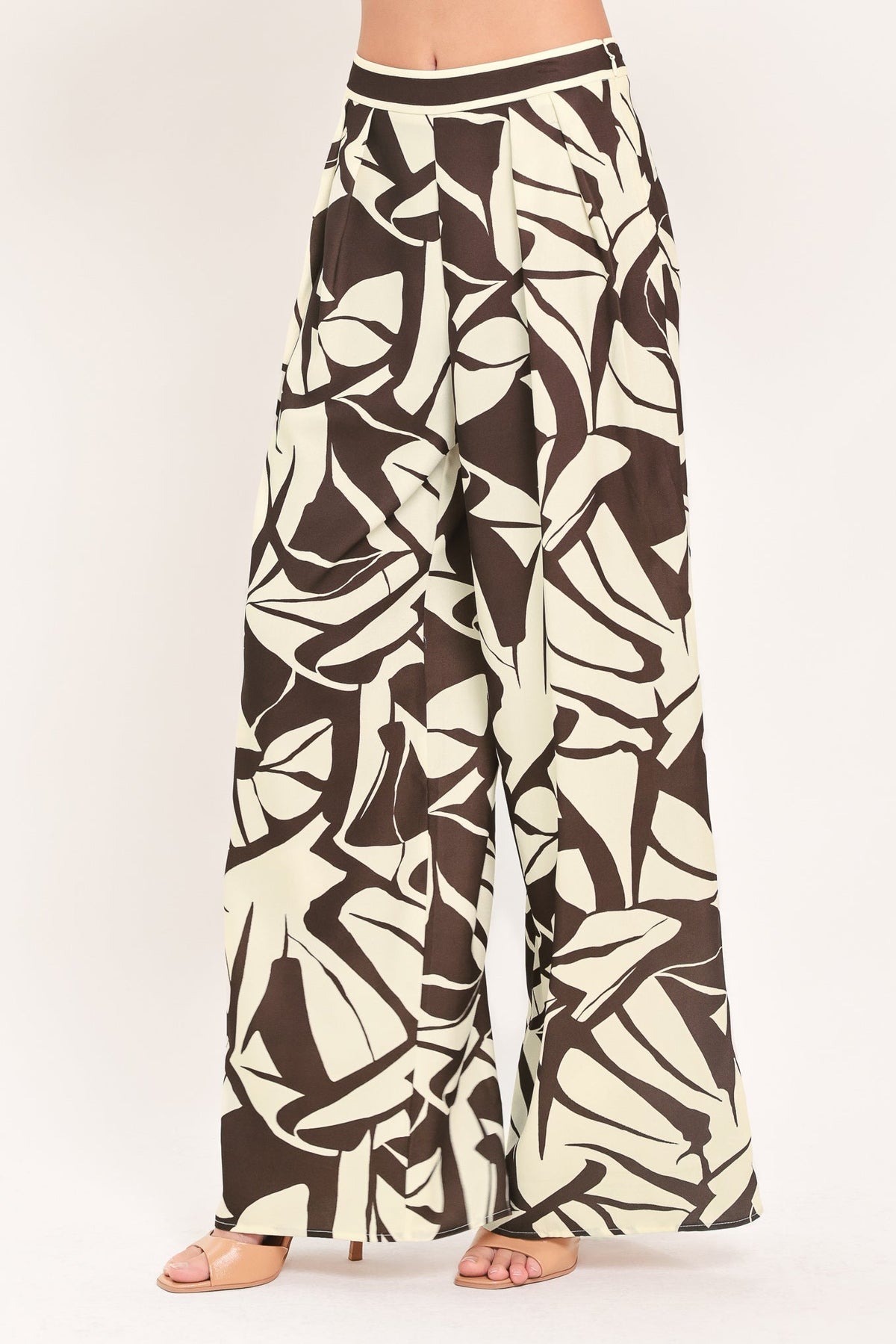Vanilla Vine Mosaic Wide-Leg Pants