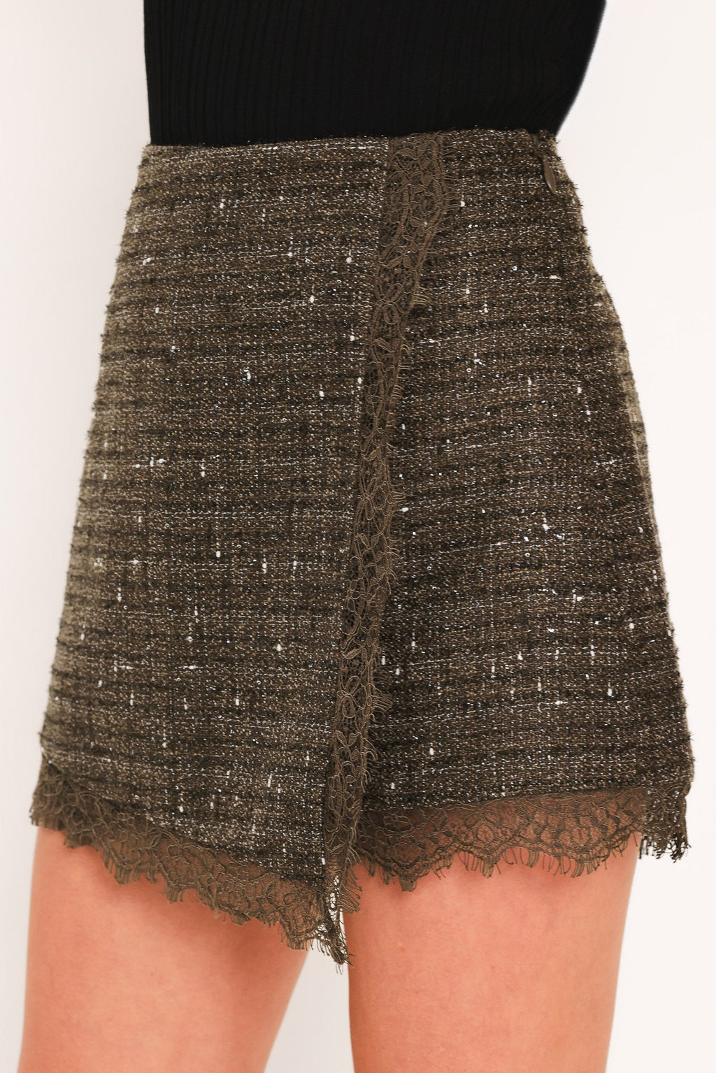 Dark Champagne Spark Tweed Skort