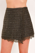 Dark Champagne Spark Tweed Skort